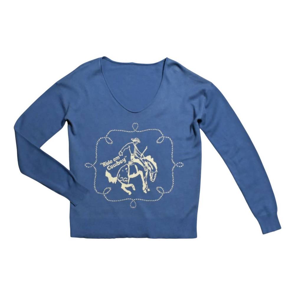 NEW TASHA POLIZZI women's ride em pullover in blue
